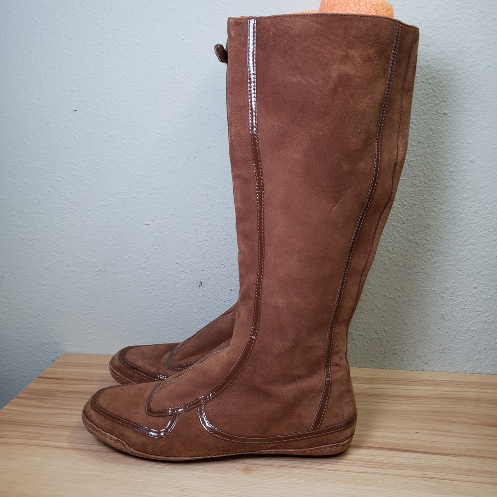 Cole Haan Penny Lane Suede Boots Tall Knee High Lagenlook Cottage Hippie Size 6B